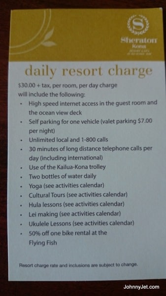 Sheraton Kona Daily Resort Charge