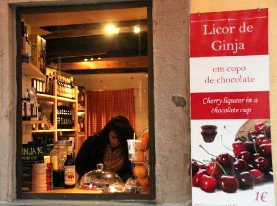 Cherry liquer sold out of windows in Sintra