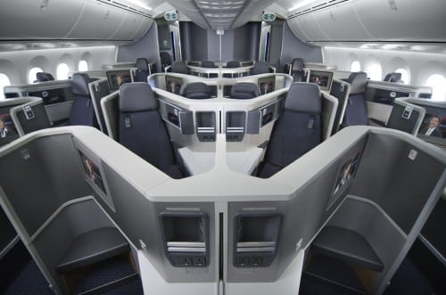 Business class features both forward-and rear-facing seats
