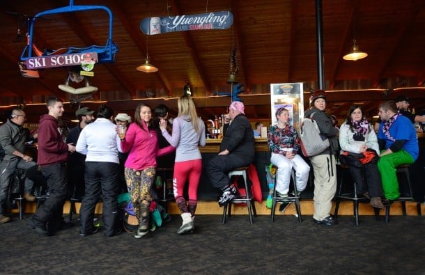 At the end of the day skiers hit the Thirsty Camel at Camelback Ski Resort for beer and drinks and a creative bar menu