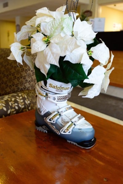 Ski boot bouquet at The Chateau Resort and Conference Center
