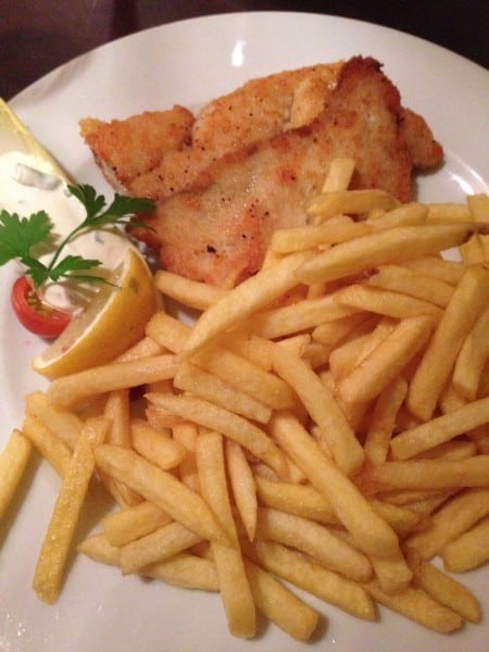 Fried fish at Oechsle Weinhaus