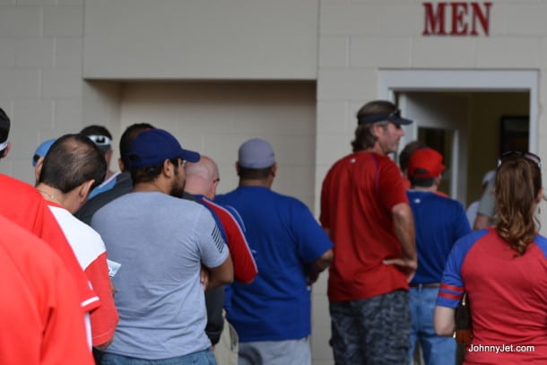 Line for Men's Room on Opening Day at Globe Life Park