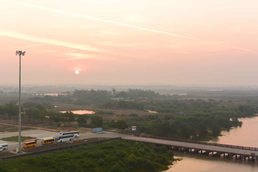 Waking up to sunrise over Port Thilawa (Rangoon)