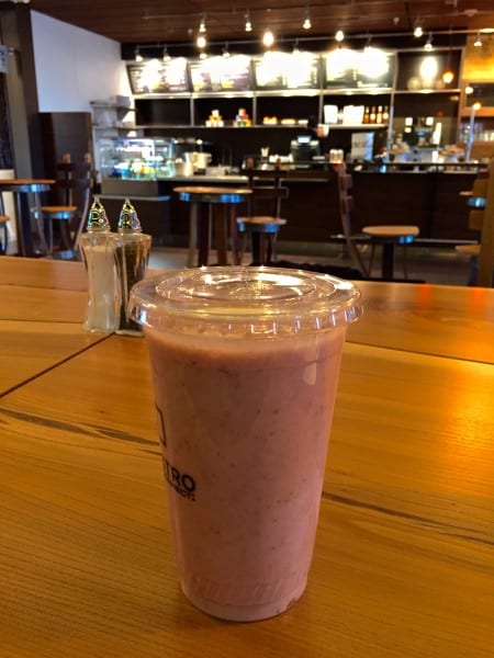 Strawberry banana smoothie from The Bistro (pretty good)