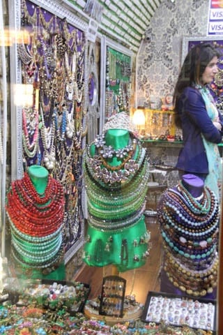 Ornate jewelry in the Ottoman Bazaar of Sarajevo