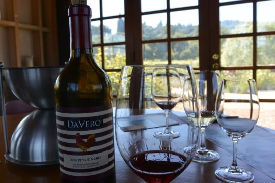 DaVero Pinot Nero tasting after visiting the farm