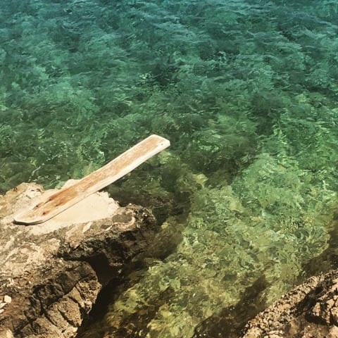 Diving board into the Adriatic Sea on the island of Korčula on the Dalmatian Coast