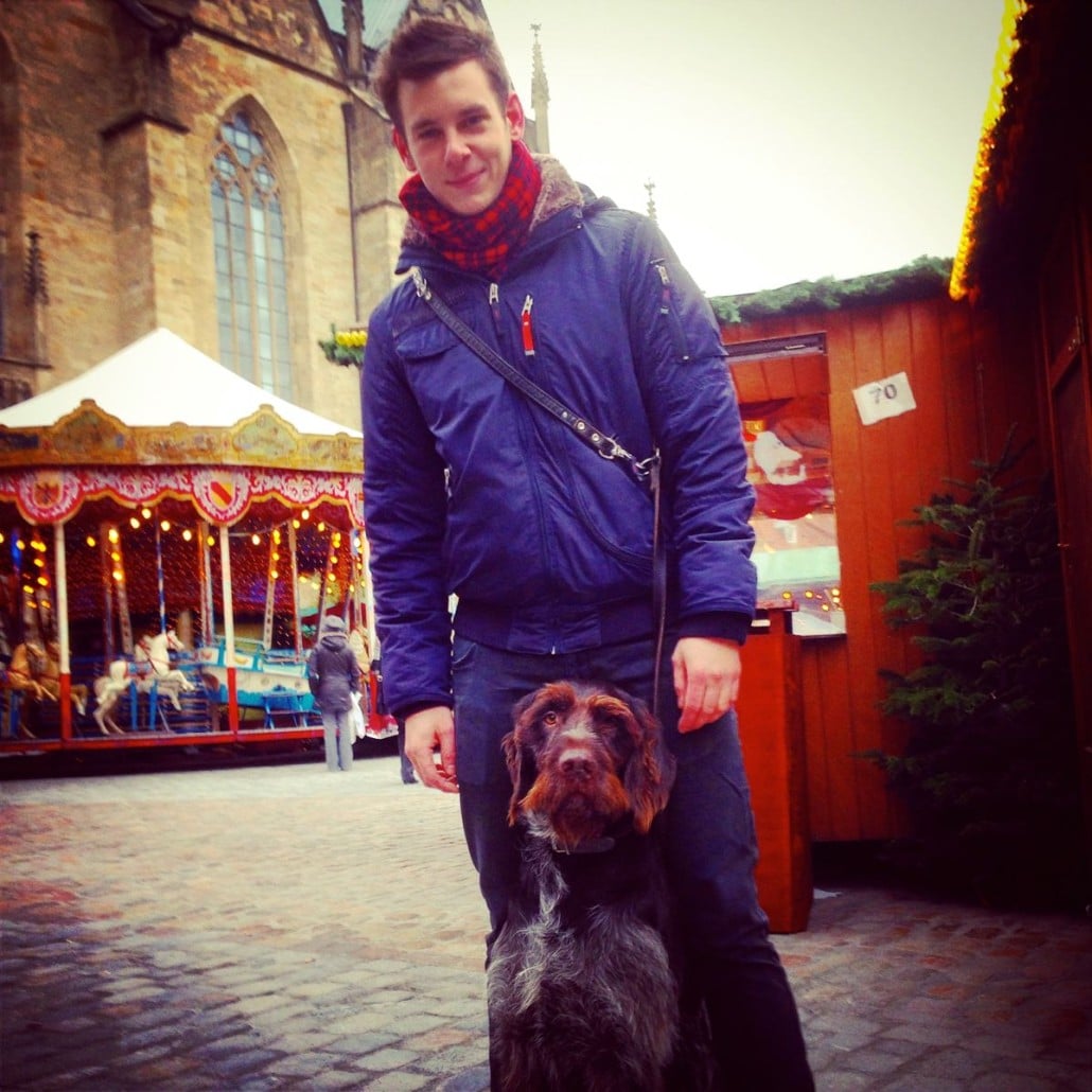 German boy/Italian dog at Osnabrück Market