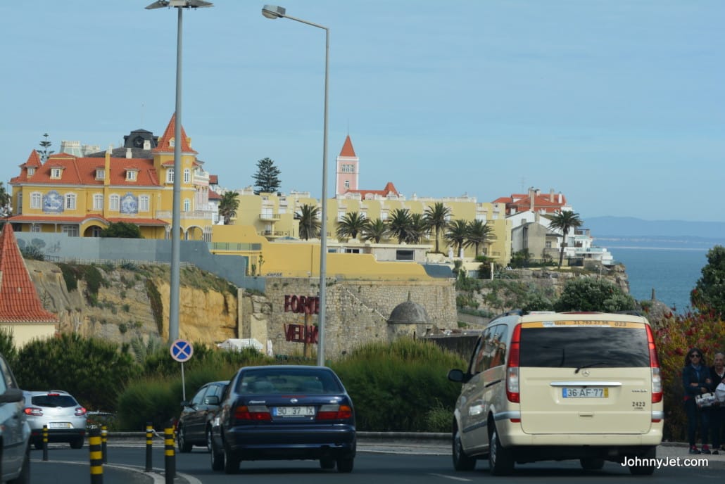 Driving along the coast in Lisbon