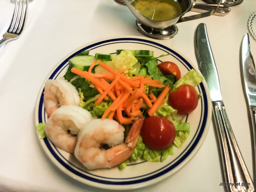Dinner salad on Pullman Rail Journeys
