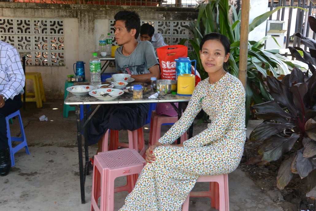 Beautiful Burmese lady with thanakha sunscreen