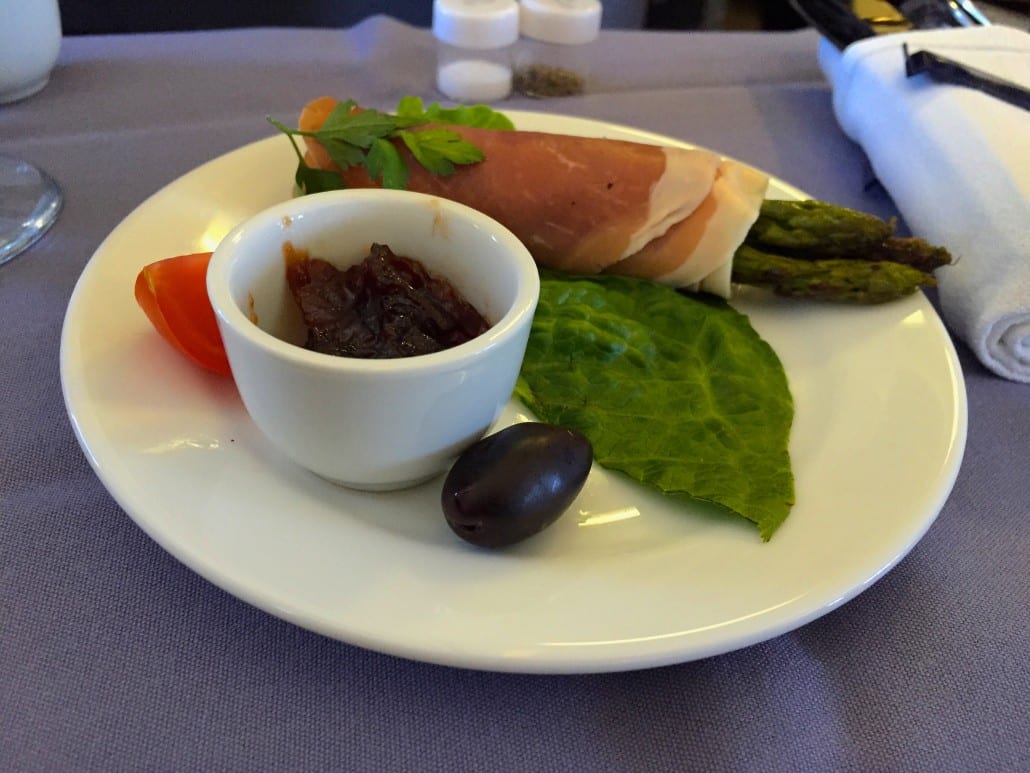 Chilled Appetizer (NCL-EWR): Prosciutto with onion relish and garnishes
