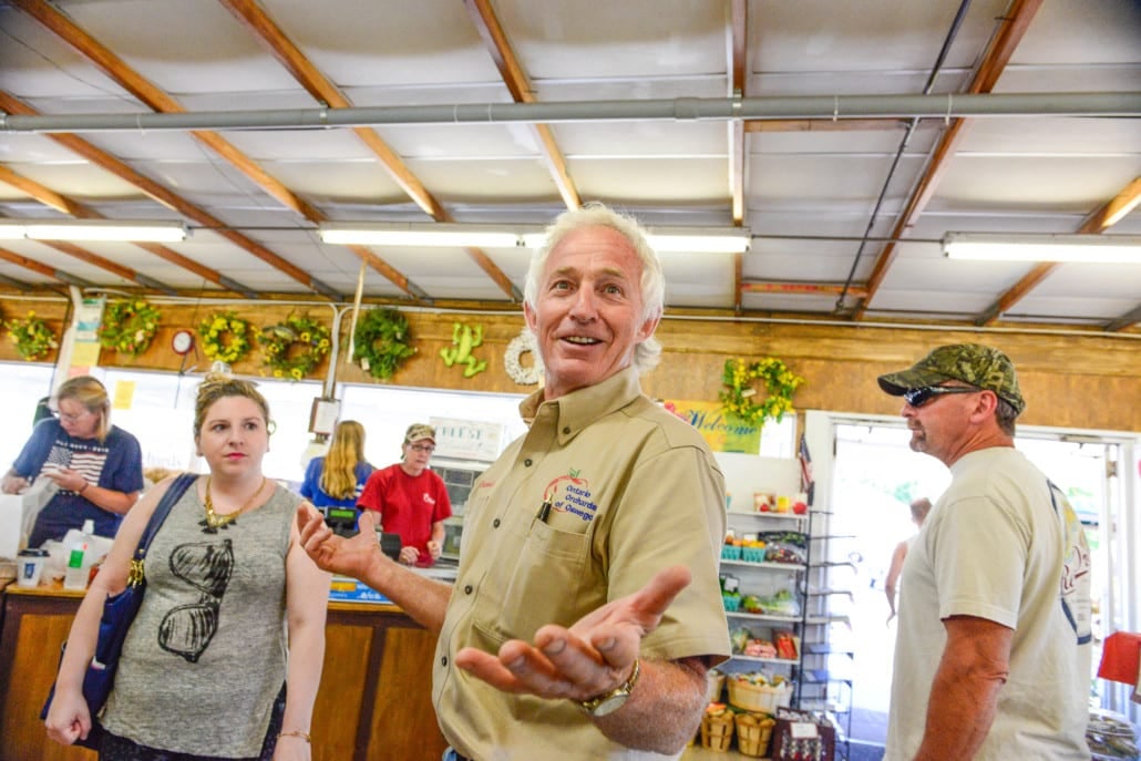 Celebrating their 50th year as a family-owned farm and farm market, the Oulette family offers four seasons of locally grown produce, home-baked goods from their on-site bakery, a cider mill, 90 acres of U-pick apples, and 30 acres of Christmas trees; owner Dennis Oulette, shown here, was six-years-old when his parents opened the operation