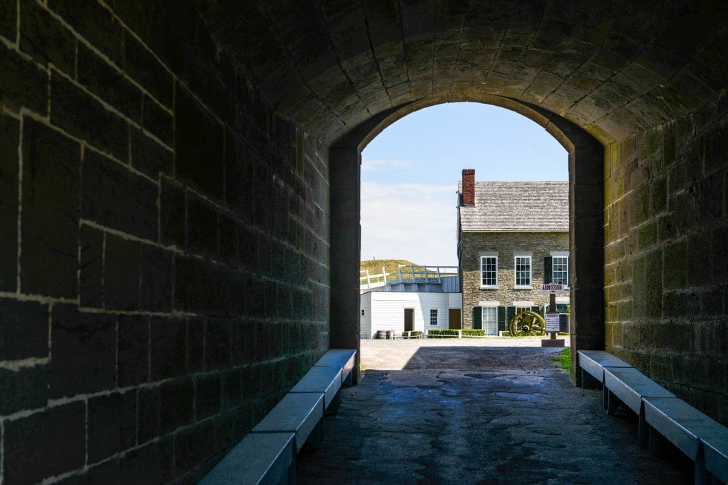 Tunnel leading to five-pointed-star-shaped encampment that dates to the 1840s