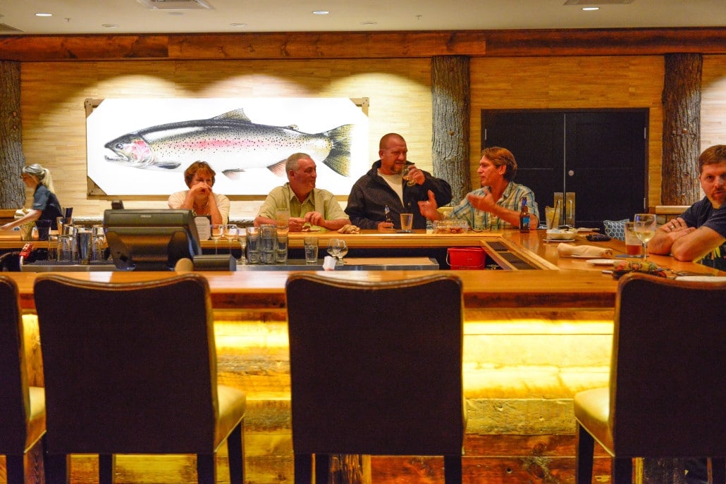 Great fish stories are shared at the bar at Tailwater Lodge