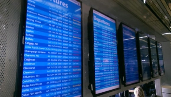 The departures board at Chicago O'Hare (Credit: Spencer Marker)