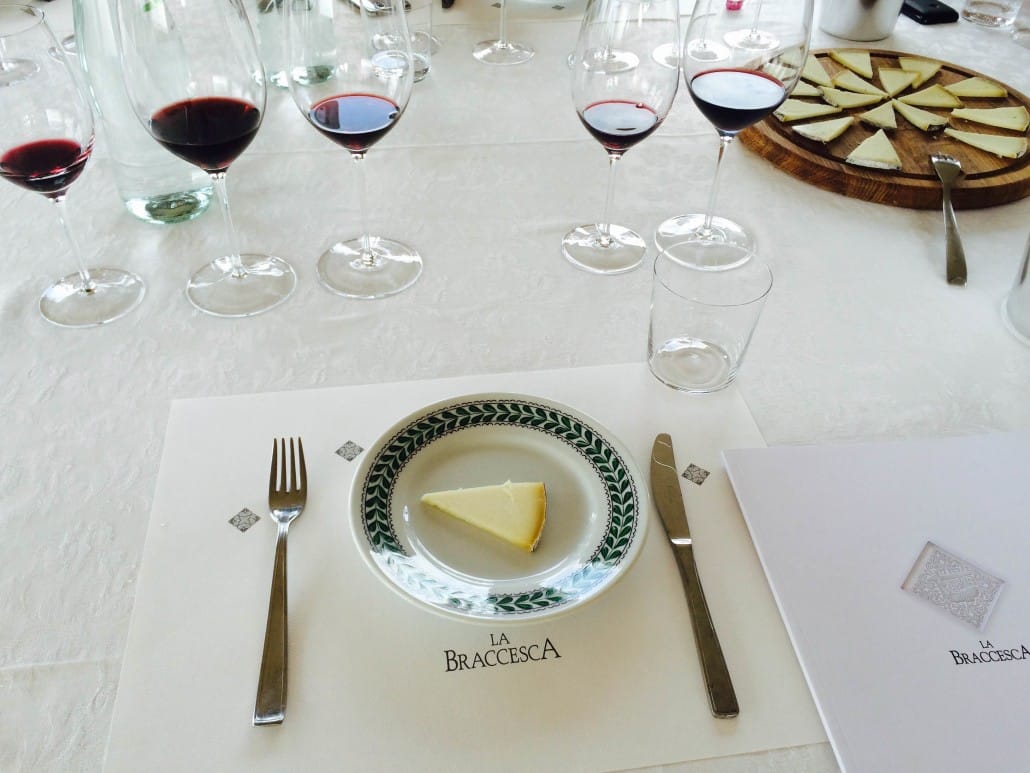 Wine and cheese pairing at La Braccesca