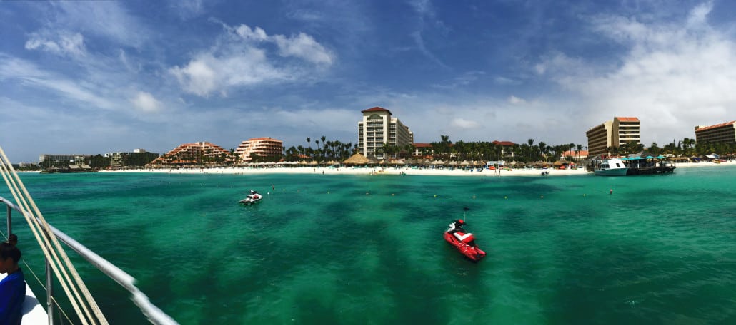The Hyatt Regency Aruba from the water