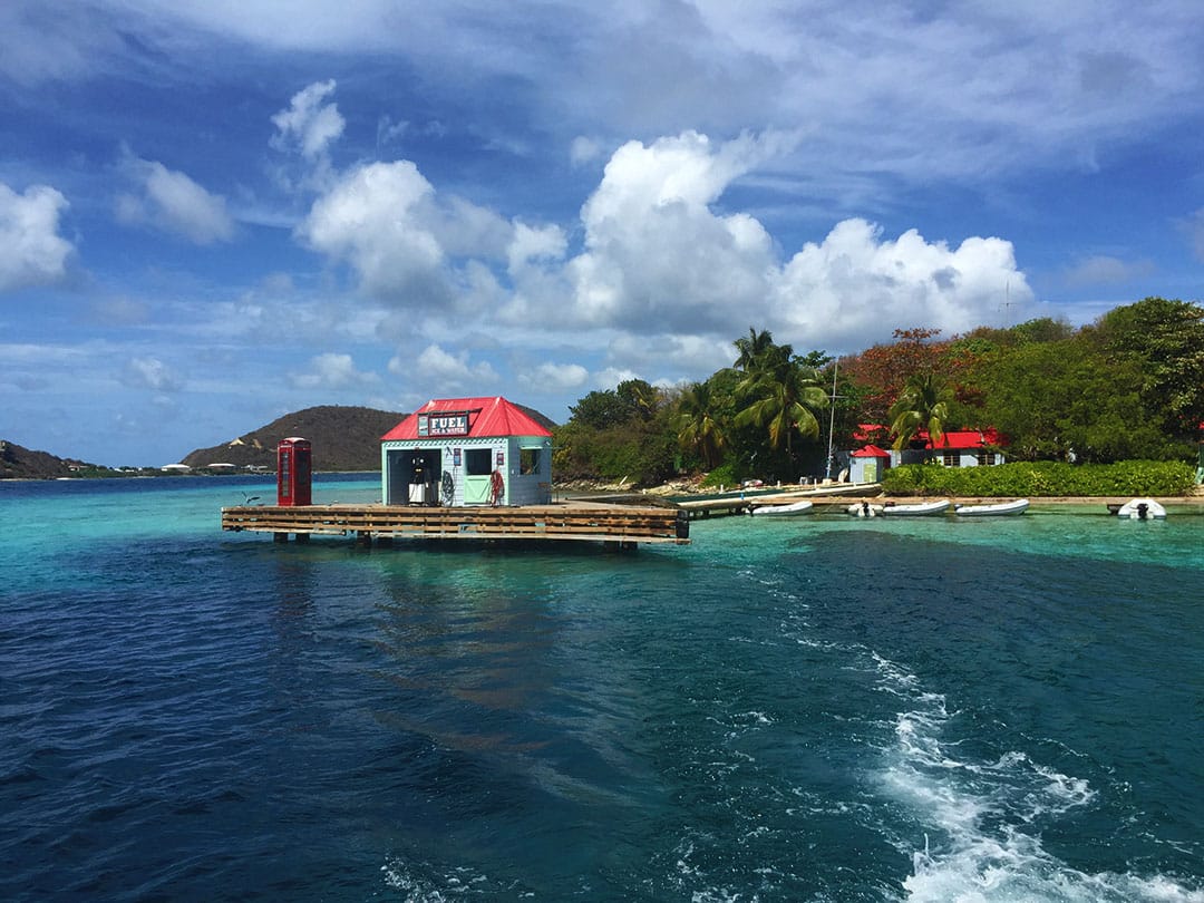 Pusser's gas dock at Marina Cay; business triple cash rewards