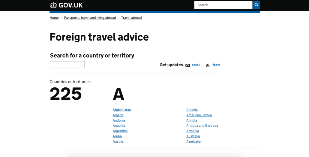 UK Foreign Travel Advice