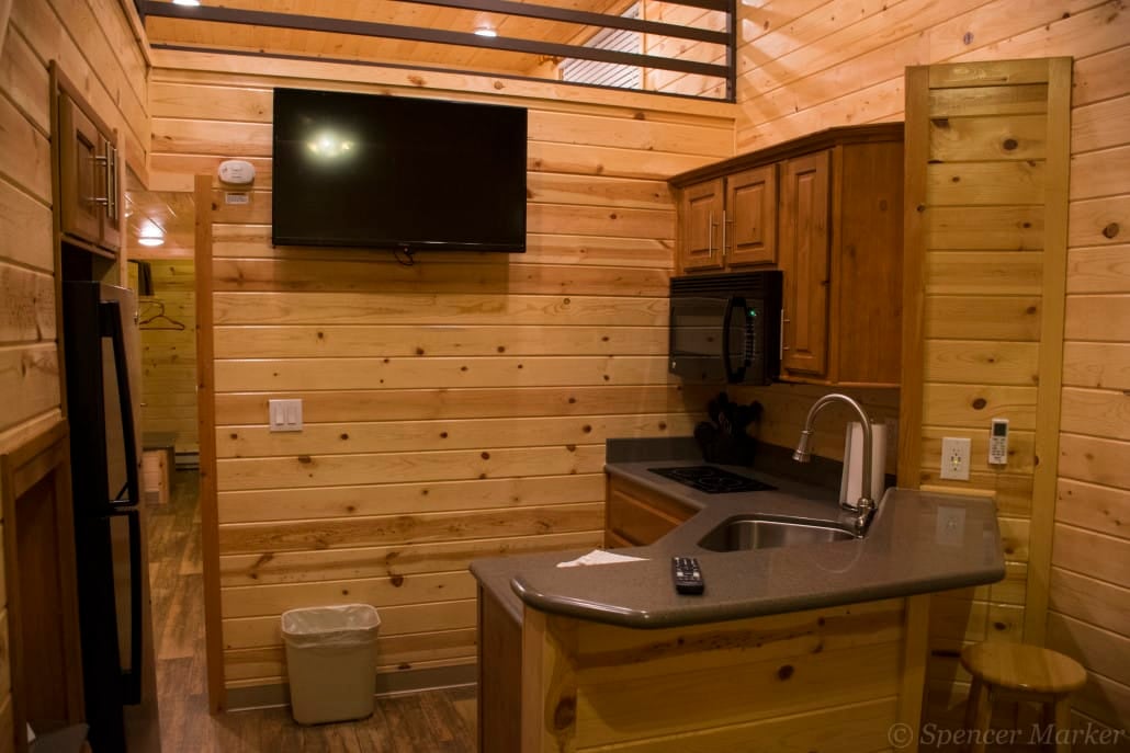 Inside our KOA deluxe cabin