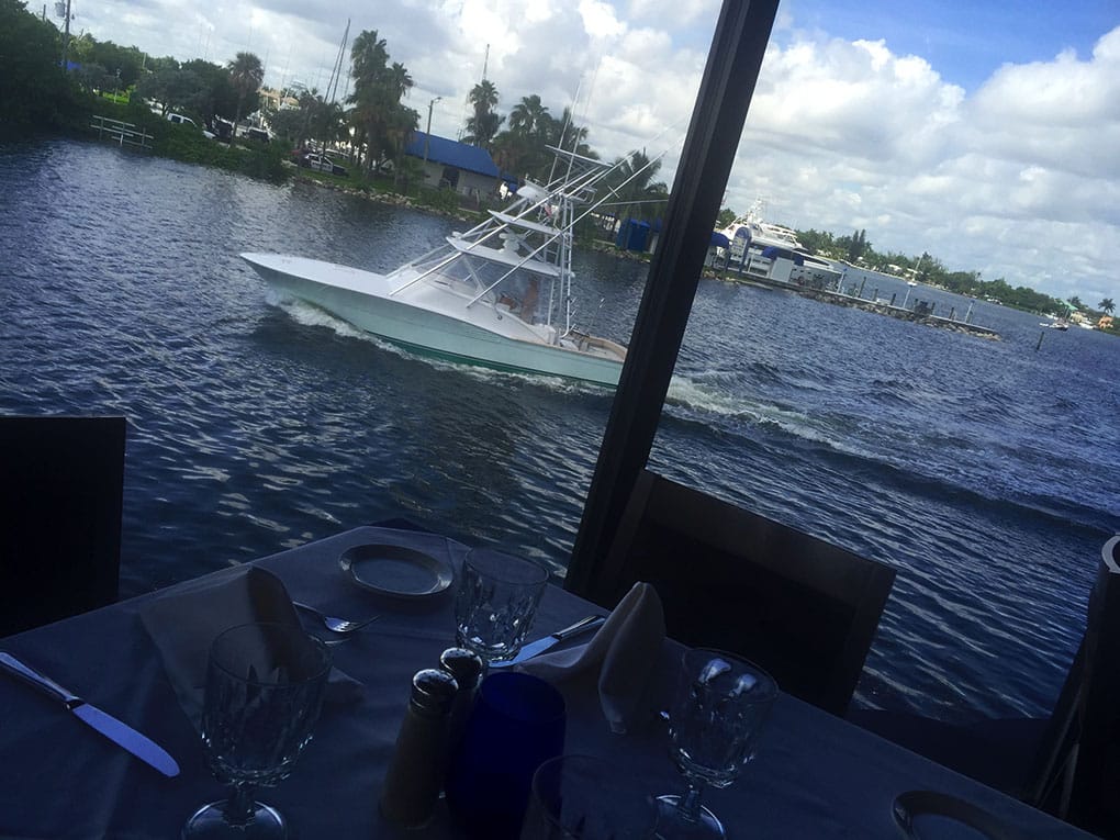 Boats passing by Billy's Stone Crab