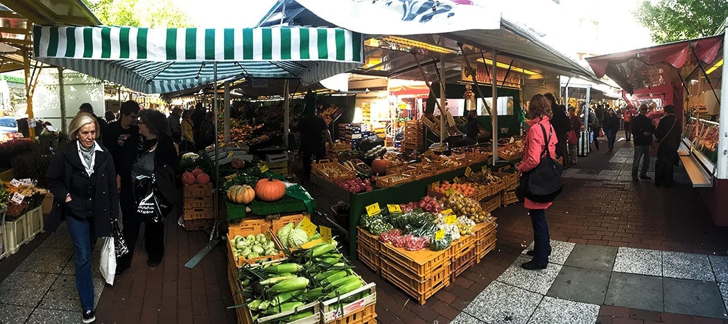 One of many open markets in Hamburg