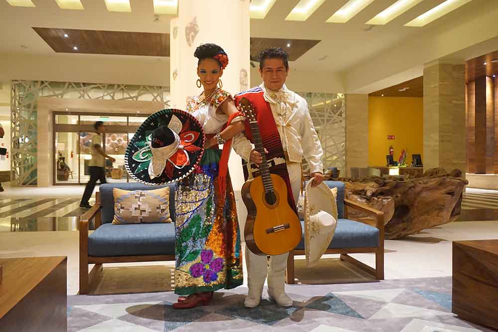 Mariachi musicians in the lobby