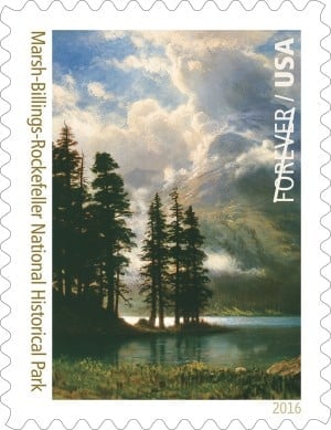 Scenery in the Grand Tetons, Albert Bierstadt, Marsh-Billings-Rockefeller National Historical Park, MABI 2843 (Copyright: 2016 USPS)