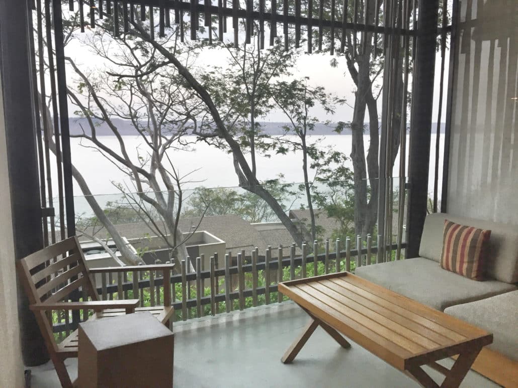 Bamboo-framed balcony