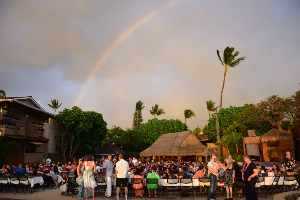 Royal Lahaina luau complete with a rainbow!