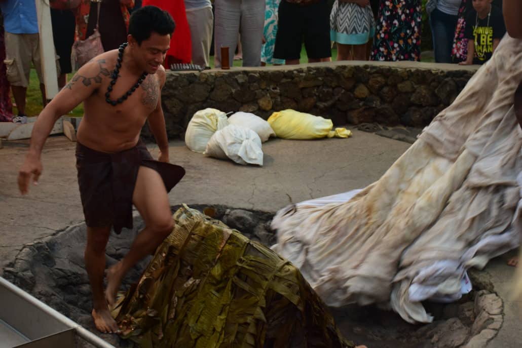 Kalua Pua'a (roast pig) at the Imu ceremony