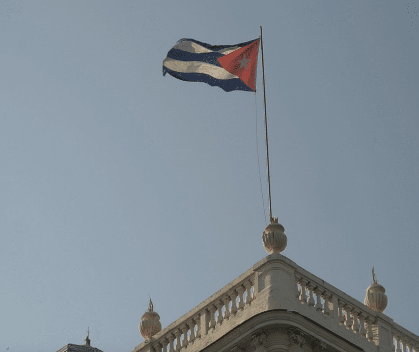 The Cuban flag flying in Havana