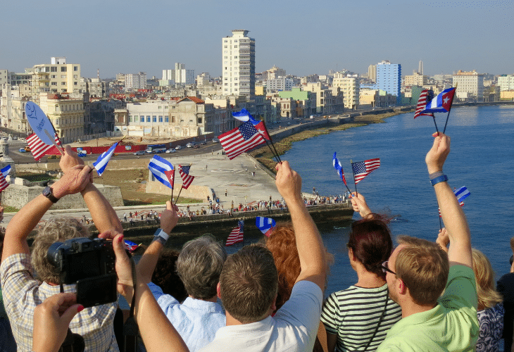 Americans and Cubans greet each other for the first time as Fathom's Adonia arrives in Havana {PHOTO: Chris McGinnis}