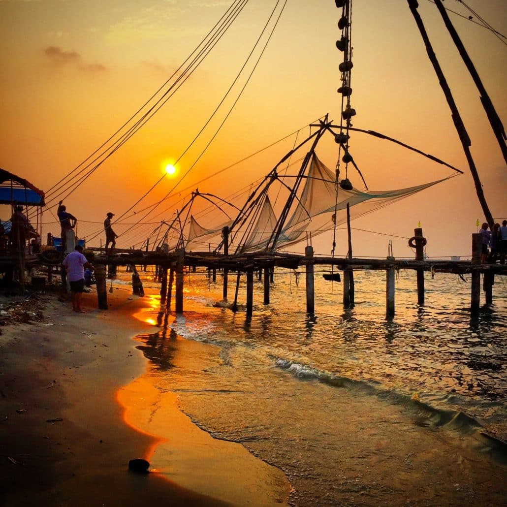 Chinese fishing nets in Kochi, Kerala
