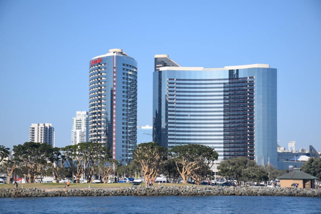 A view of Marriott Marquis San Diego Marina by boat