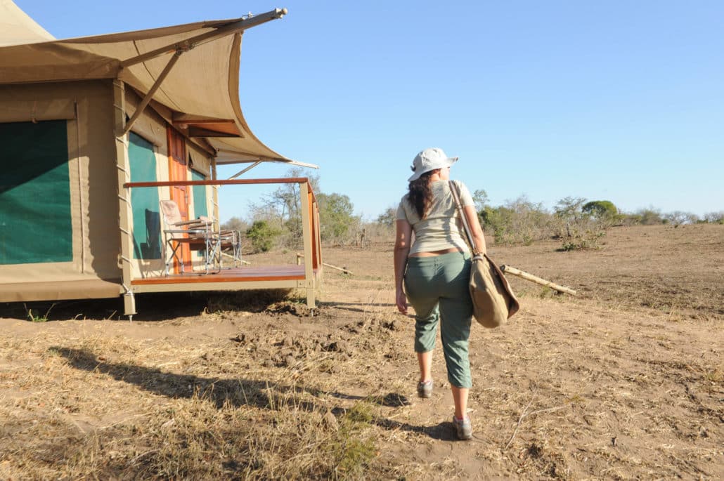 Tangala Safari Camp has sweeping views looking out on a nearby waterhole