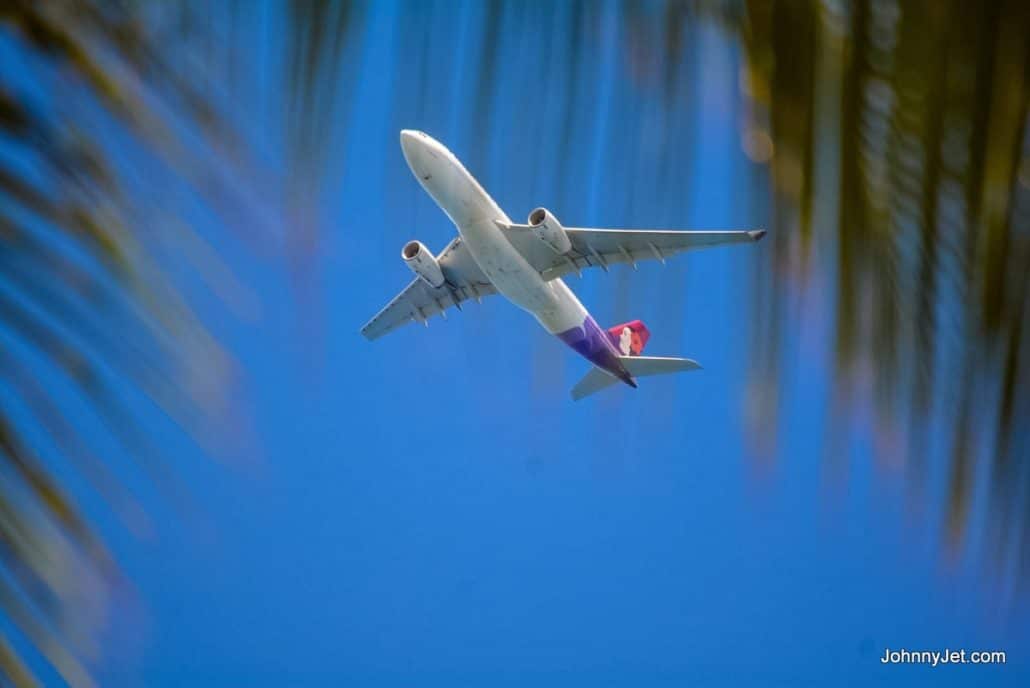 Hawaiian Airlines landing in Hawaii