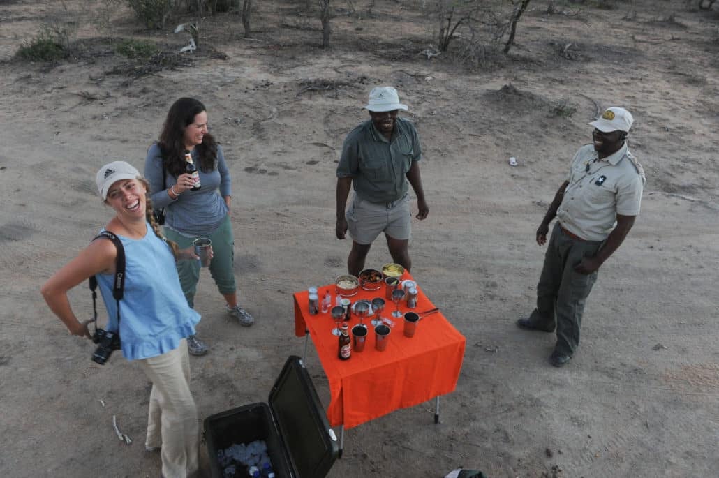 Cocktail break during evening game drive