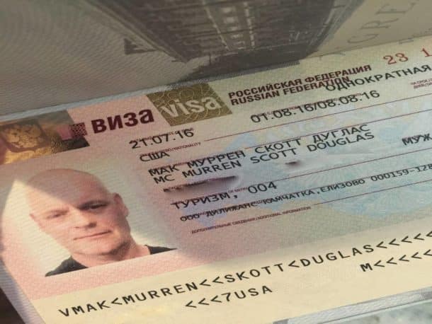 Scott's Russian visa