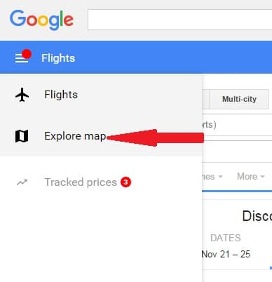 google-flights-explore-map-menu-option