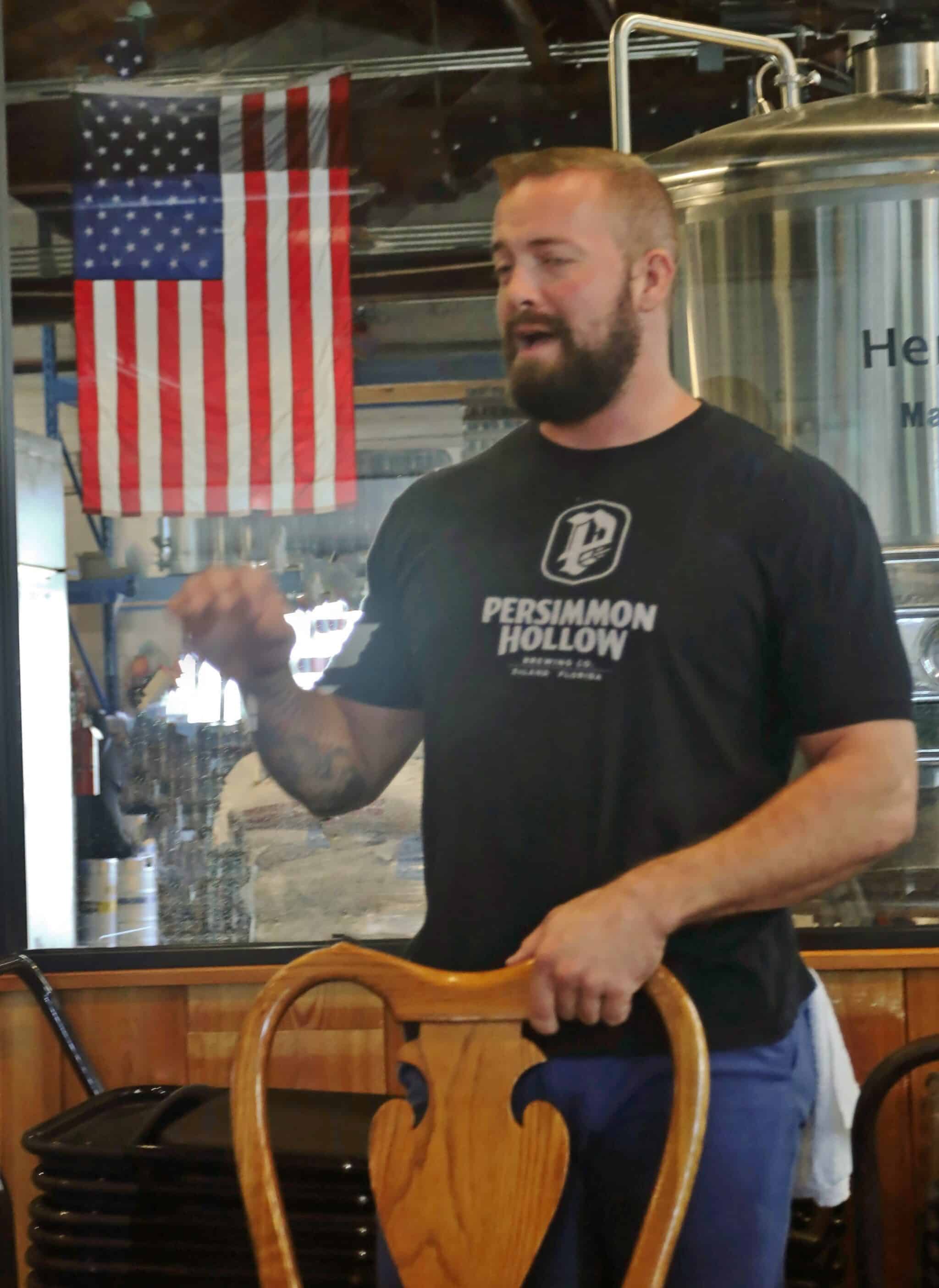 Craft beer anyone? Bar keep Brannon Williams at the Persimmon Hollow Brewery in nearby DeLand, about 27 miles from Daytona Beach (Credit: Bill Rockwell)