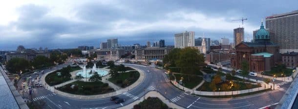 A view of Logan Square from The Logan