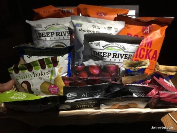 AA's snack basket in Business Class