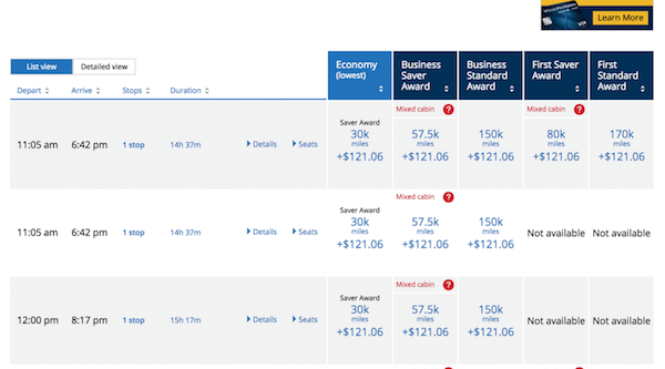 United Europe Award Flights