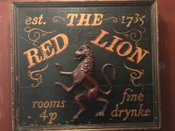 Historic sign at the Red Lion Inn