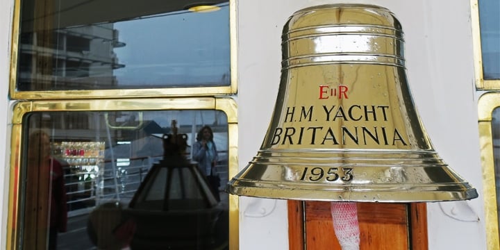 The ship's bell on the The Royal Yacht Britannia, home to Her Majesty The Queen and the Royal Family for over 40 years