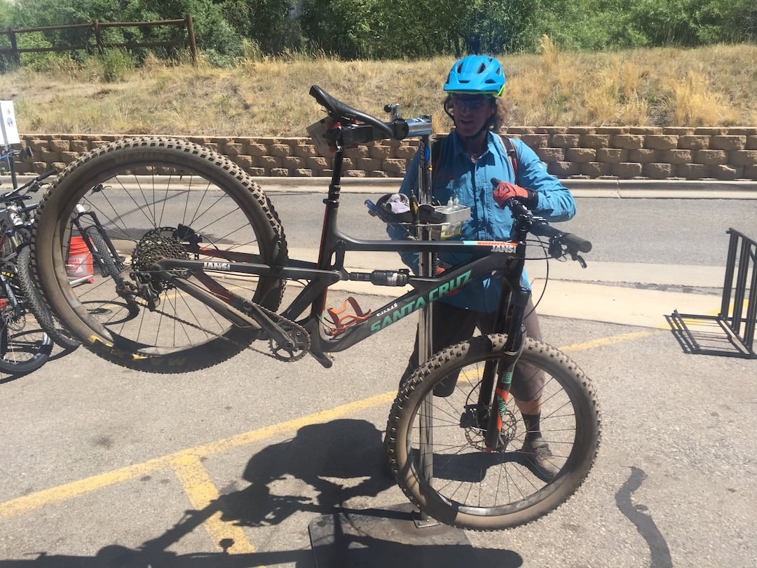 A bike being adjusted for a rider