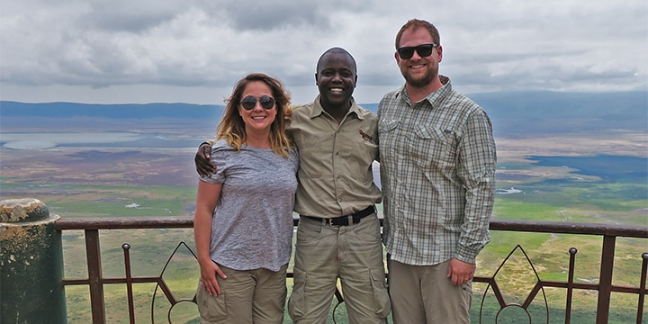 Us with our guide Hassan at Ngorongoro Crater (he's the man)